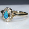 Natural Australian Boulder Opal and Diamond Gold Ring Size 5.25 Code - EJ18