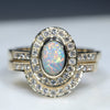 Natural Australian Solid Opal and Diamond Gold Engagement and Wedding ring Set  Size - 6.25 Code - DWB6