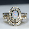 Natural Australian Solid Opal and Diamond Gold Engagement and Wedding ring Set  Size - 6.25 Code - DWB6