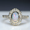 Natural Australian Solid Opal and Diamond Gold Engagement and Wedding ring Set  Size - 6.25 Code - DWB6