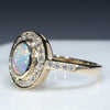 Natural Australian Solid Opal and Diamond Gold Engagement and Wedding ring Set  Size - 6.25 Code - DWB6