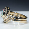 Natural Australian Solid Opal and Diamond Gold Engagement and Wedding ring Set  Size - 6.25 Code - DWB6
