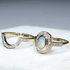 Natural Australian Solid Opal and Diamond Gold Engagement and Wedding ring Set  Size - 6.25 Code - DWB6