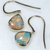 Natural Australian Boulder Opal Gold Earrings (9.5mm x 8mm) Code GE83