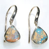 Natural Australian Boulder Opal Gold Earrings (9.5mm x 8mm) Code GE83
