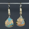 Natural Australian Boulder Opal Gold Drop Earrings