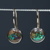 Natural Australian Boulder Opal Matrix Gold Earrings
