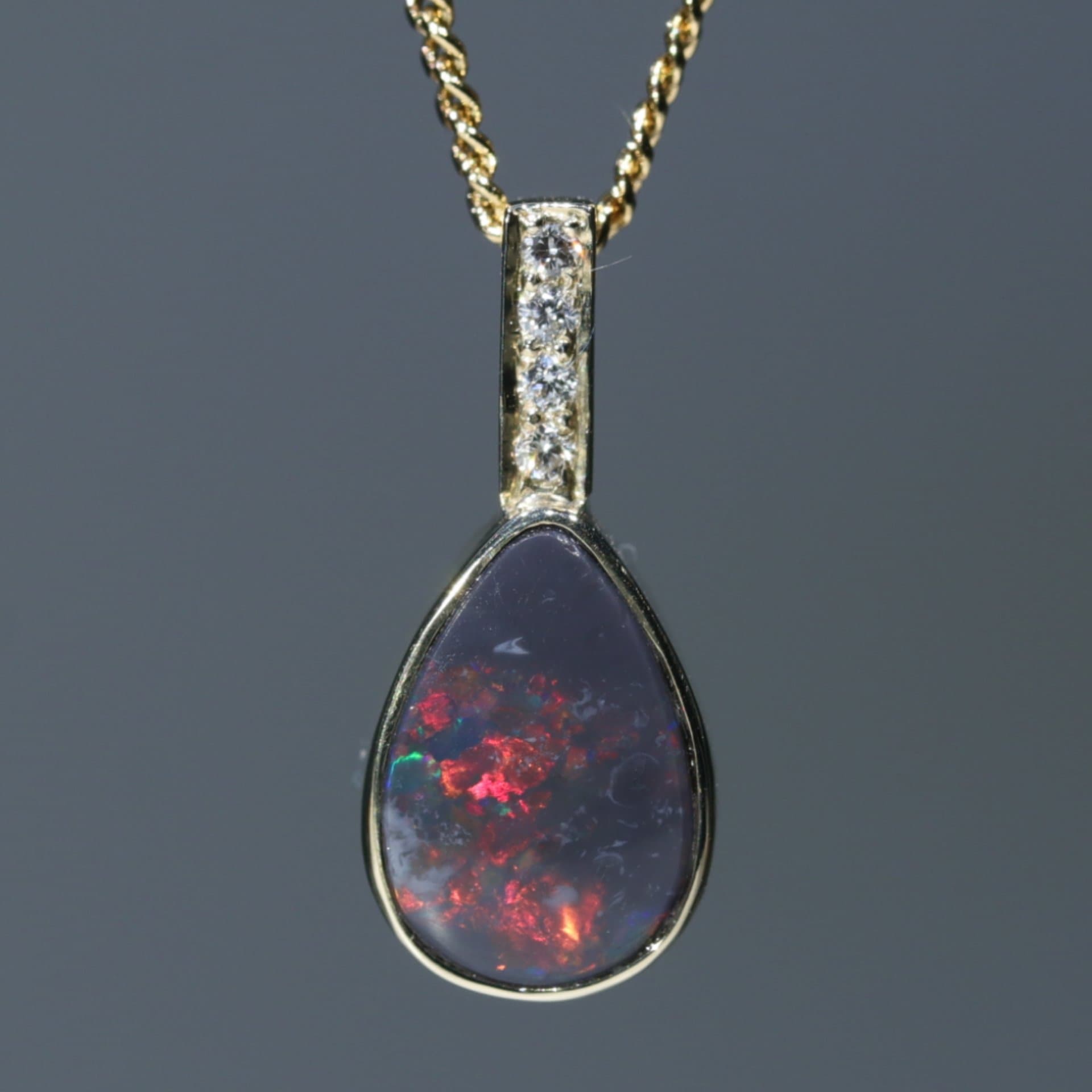 Australian Black Opal Pendant and Diamonds