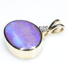 10k Gold - Solid Boulder Opal - Natural Diamond
