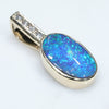 Natural Australian Boulder Opal and Diamond  Gold Pendant (10.5mm x 6.5mm) Code - EP39