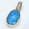 Natural Australian Boulder Opal and Diamond  Gold Pendant (10.5mm x 6.5mm) Code - EP39