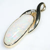 Natural Australian White Opal and Diamond Gold Pendant (20mm x 8mm) Code - CG01