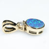 Natural Australian Boulder Opal and Diamond 18k Gold Pendant (6mm x 5mm) Code - EP17
