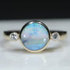 Natural Australian Boulder Opal and Diamond Gold Ring - Size 7 US Code EJ11