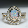 Natural Australian Boulder Opal and Diamond Gold Engagement and Wedding Ring Set  Size - 7 Code - DWB5