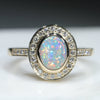 Natural Australian Boulder Opal and Diamond Gold Engagement and Wedding Ring Set  Size - 7 Code - DWB5
