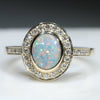 Natural Australian Boulder Opal and Diamond Gold Engagement and Wedding Ring Set  Size - 7 Code - DWB5