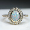 Natural Australian Boulder Opal and Diamond Gold Engagement and Wedding Ring Set  Size - 7 Code - DWB5