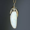 Natural Australian White Opal Gold and Diamond Pendant 