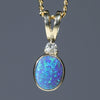 Natural Australian Boulder Opal Gold and Diamond Pendant