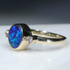 10k Gold - Solid Boulder Opal - Natural Diamonds