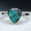 Natural Australian Boulder Opal Silver and Diamond Ring