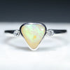 Natural Australian Boulder Opal Silver and Diamond Ring