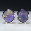 Australian Black Crystal Opal Silver Earrings (10mm x 8mm) Code - SE457