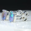 Silver Opal Studs Side View