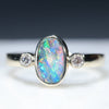 Natural Australian Boulder Opal and Diamond Gold Ring