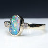 10k Gold - Solid Boulder Opal - Natural Diamonds