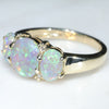 Australian Black Crystal Opal and Diamond Trilogy Gold Ring - Size 7 US Code EJ17