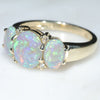 Australian Black Crystal Opal and Diamond Trilogy Gold Ring - Size 7 US Code EJ17