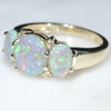 9k Gold - 3 Solid Black Crystal Opals - Natural Diamonds