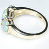 Australian Black Crystal Opal and Diamond Trilogy Gold Ring - Size 7 US Code EJ17