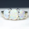 Natural Australian Crystal Opal Gold Trilogy Ring with Diamonds