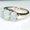 Australian White Crystal Opal and Diamond Trilogy Gold Ring - Size 7 US Code EJ18