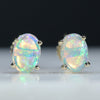 Natural Australian Crystal Opal Gold Earring Studs (6mm x 4mm) Code GE92