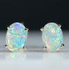 Natural Australian Crystal Opal Gold Earring Studs (6mm x 4mm) Code GE92