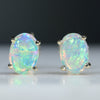 Natural Australian Crystal Opal Gold Earring Studs (6mm x 4mm) Code GE92