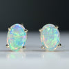 Natural Australian Crystal Opal Gold Earring Studs (6mm x 4mm) Code GE92