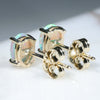 Natural Australian Crystal Opal Gold Earring Studs (6mm x 4mm) Code GE92