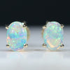 Natural Australian Crystal Opal Gold Earring Studs (6mm x 4mm) Code GE92
