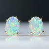 Natural Australian Crystal Opal Gold Earring Studs (6mm x 4mm) Code GE92