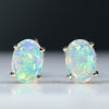 Natural Australian Crystal Opal Gold Earring Studs (6mm x 4mm) Code GE92