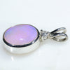 Natural Australian Boulder Opal and Diamond Silver Pendant with Silver Chain (10mm x 7.5mm) Code -ESP11