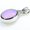 Natural Australian Boulder Opal and Diamond Silver Pendant with Silver Chain (10mm x 7.5mm) Code -ESP11