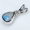 Sterling Silver - Solid Boulder Opal - Natural Diamond 