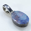 Natural Australian Boulder Opal Silver Pendant with Silver Chain (9.5mm x 7mm) Code -SD117
