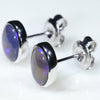 Australian Black Crystal Opal Silver Earrings (8mm x 6mm) Code - SE451